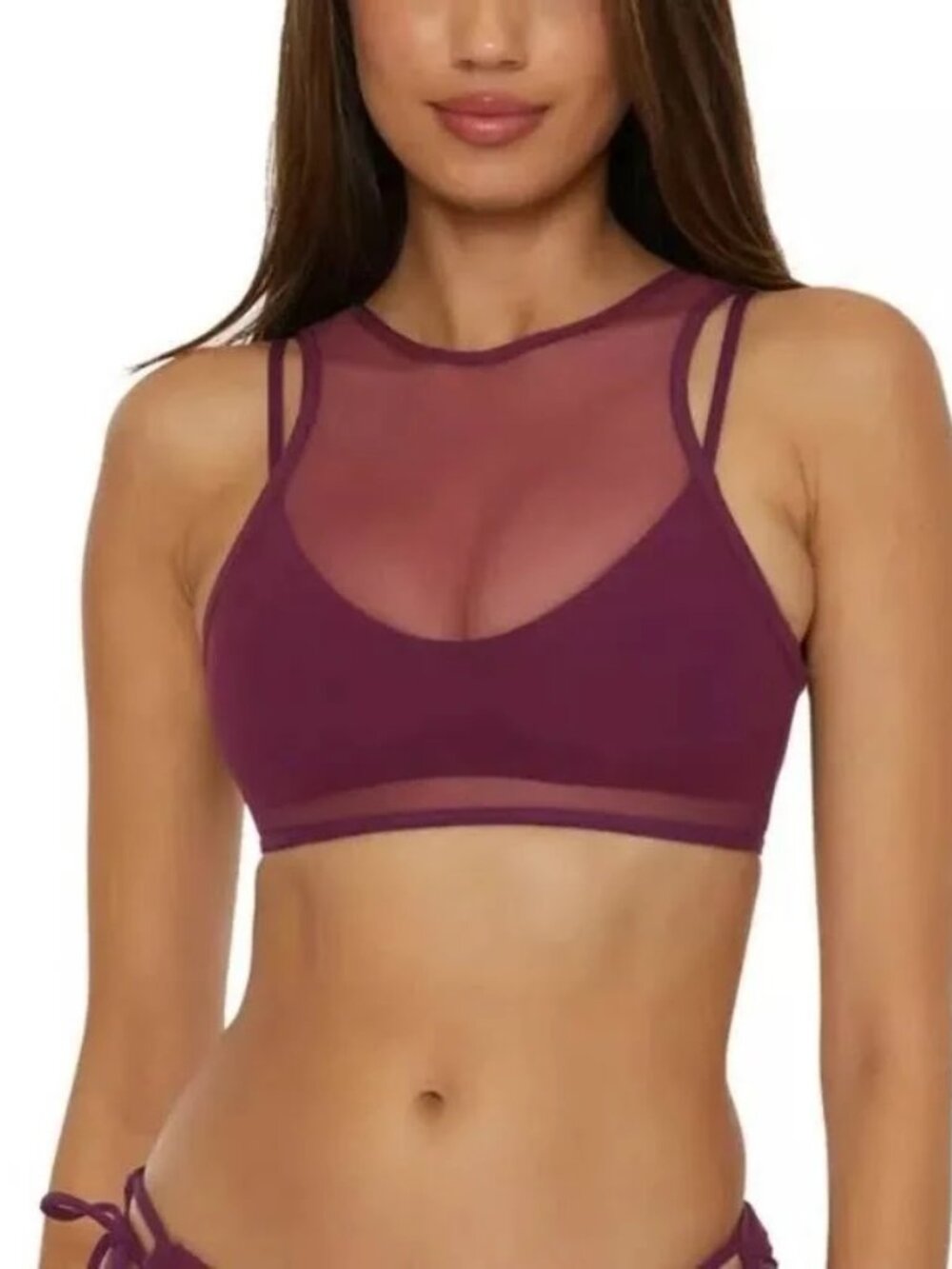 Becca Women's Muse Mesh-Overlay Bralette Bikini (Top & Bottom + Coveru